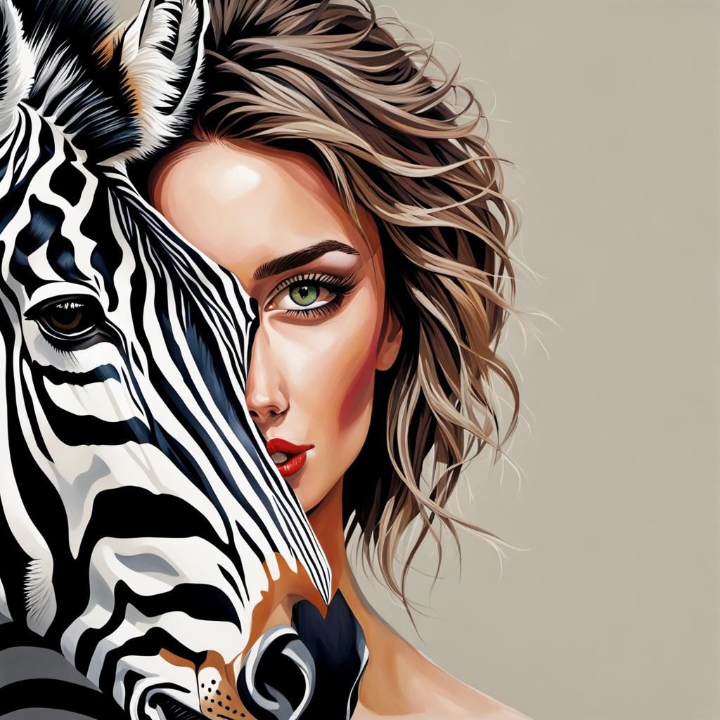 zebra and woman