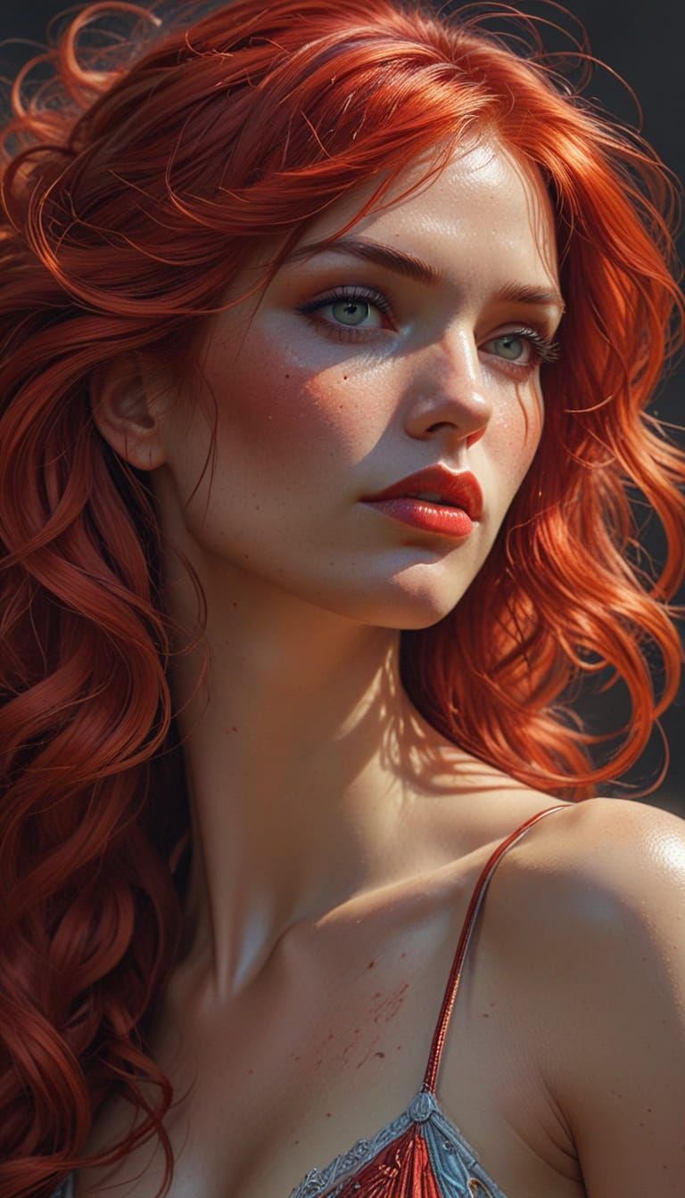 Red-Haired Woman Portrait Concept Art
