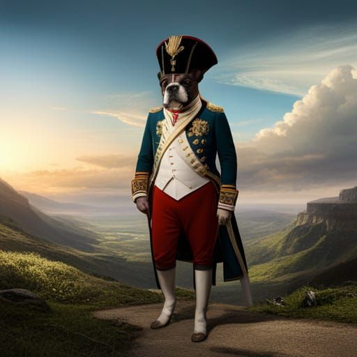 French Bulldog as Napoleon Bonaparte in Detailed Painting