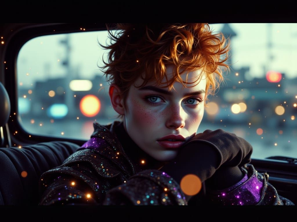 Vibrant Cyberpunk Portrait of a Young Man