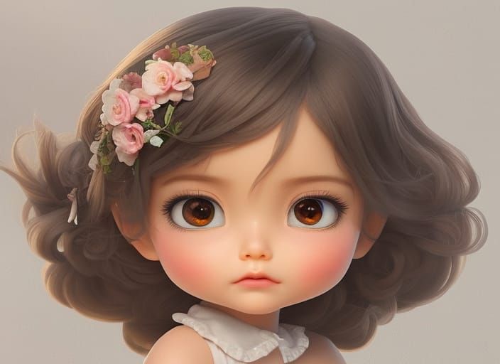 Little Girl Reading Fairy Tale in Watercolor Style