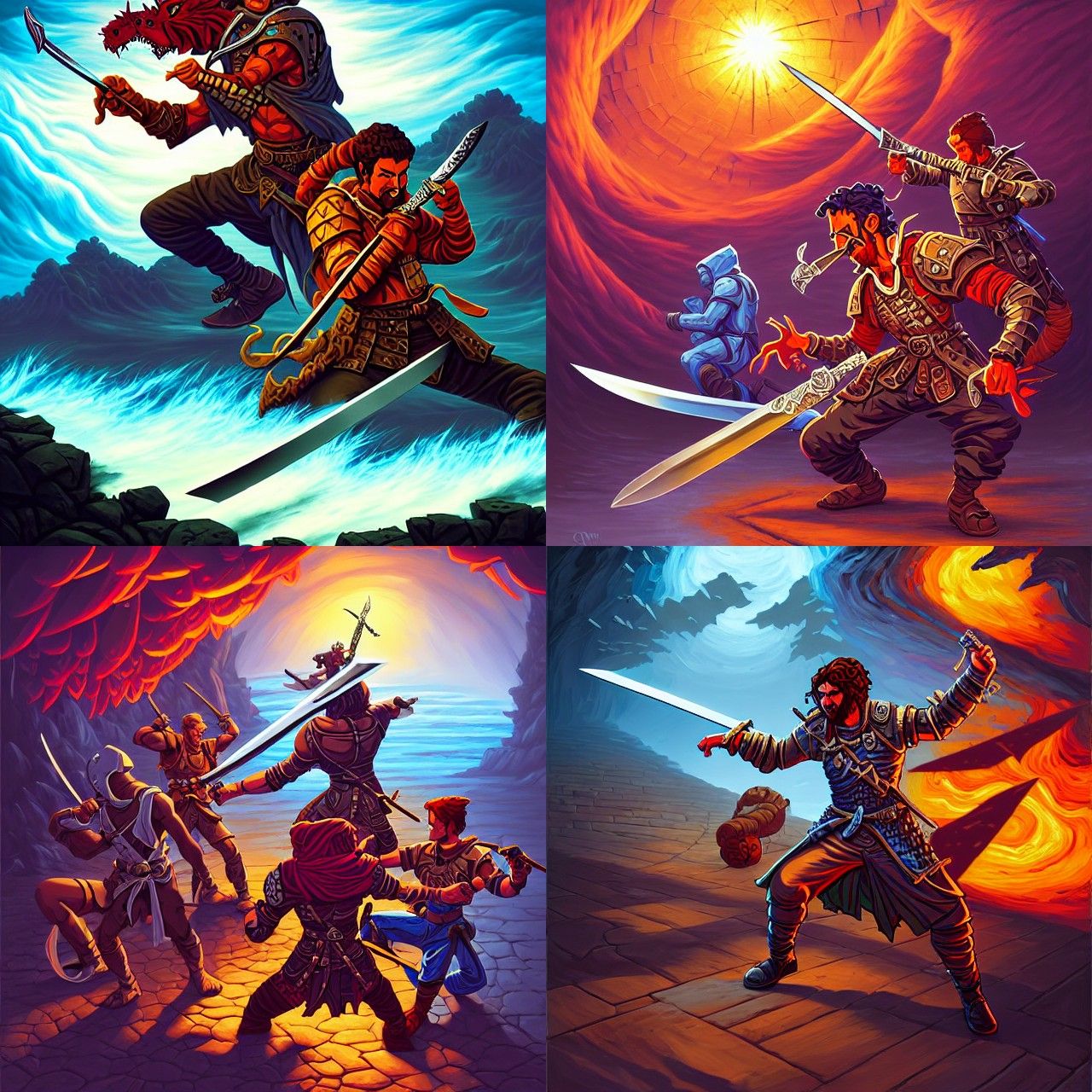 D&D Fighter with Sword and Pistol: Dark Fantasy Art