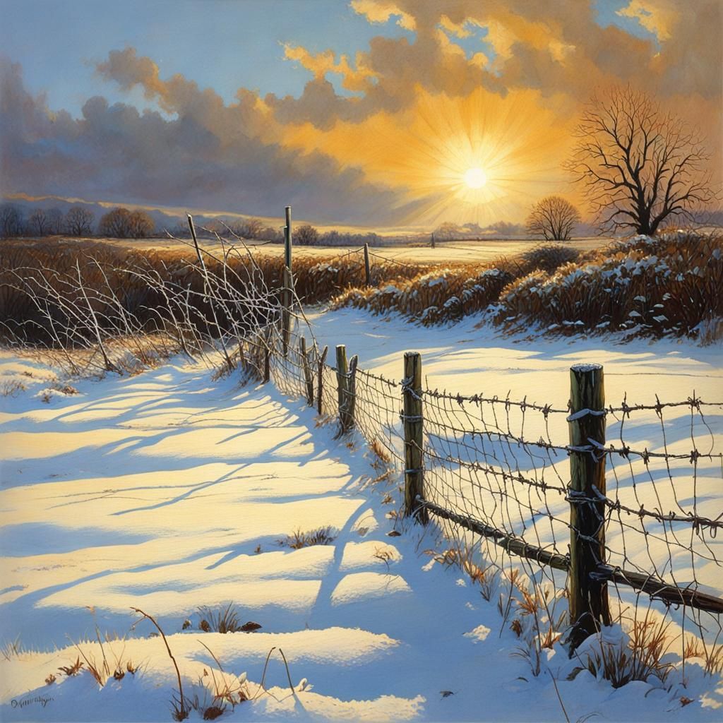 Winter Sun on Snowy Field, Wrightson Style