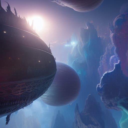 Person Floating in Space: Digital Concept Art