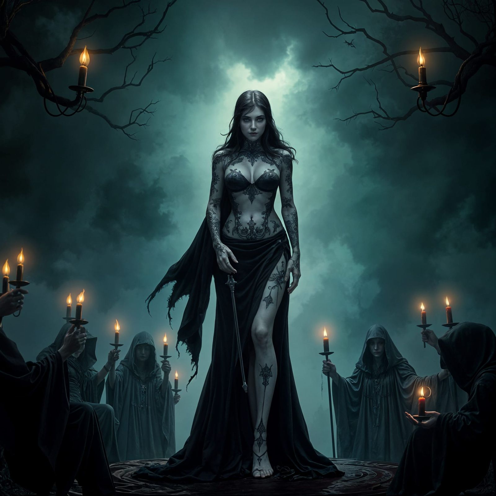 Vampiress in Midnight Ritual