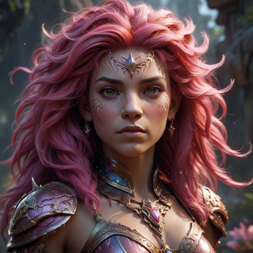 Fantastical Female Human-Lion Hybrid in Intricate Detail