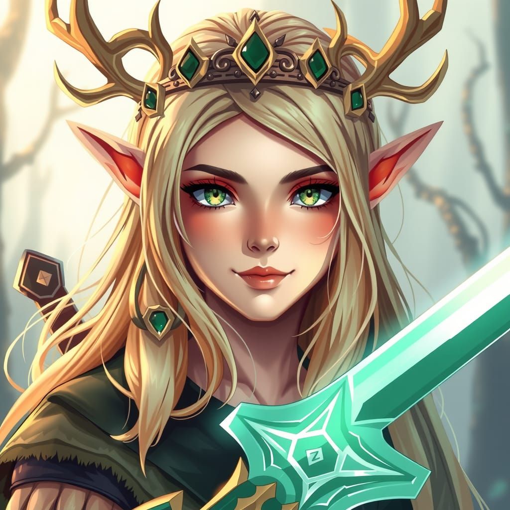 Wood Elf Princess with Magic Sword: Anime Style