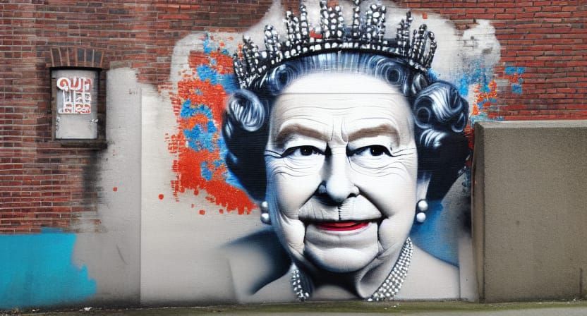Queen Elizabeth II Street Art Portrait