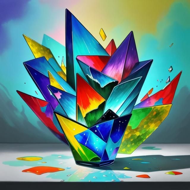 Geometric Vase Shards in Cubist Style