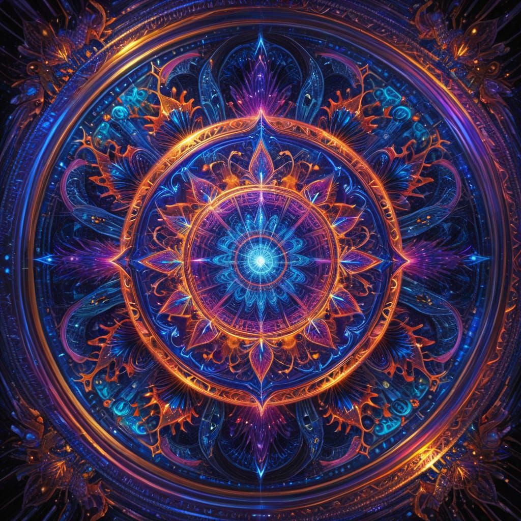 Glowing Mandala in Visionary Digital Art Style