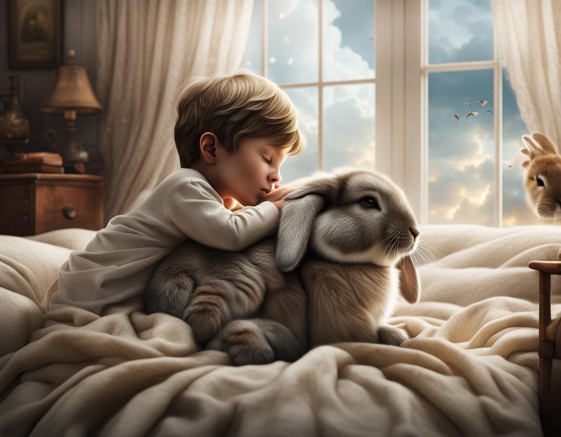 Boy Sleeps with Rabbit: Digital Matte Painting