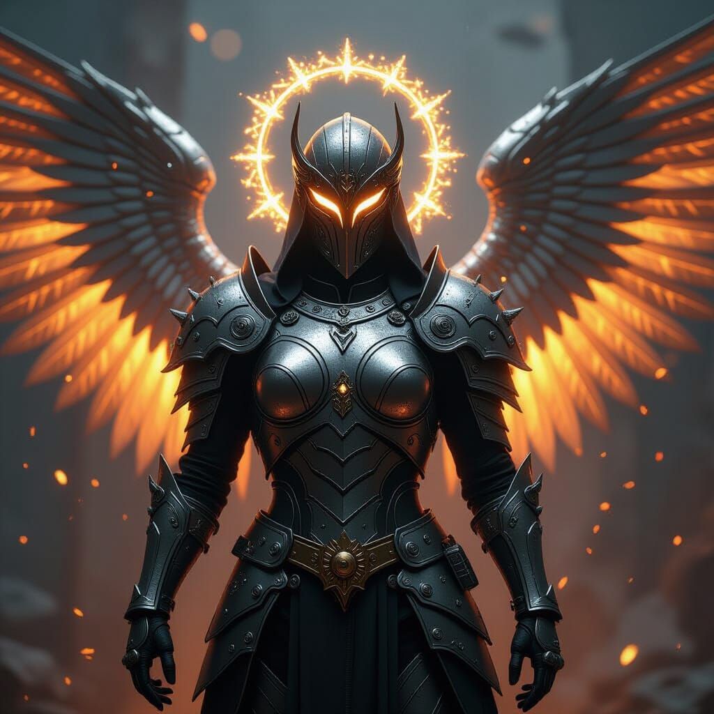 Ironclad War Angel in Silver Armor