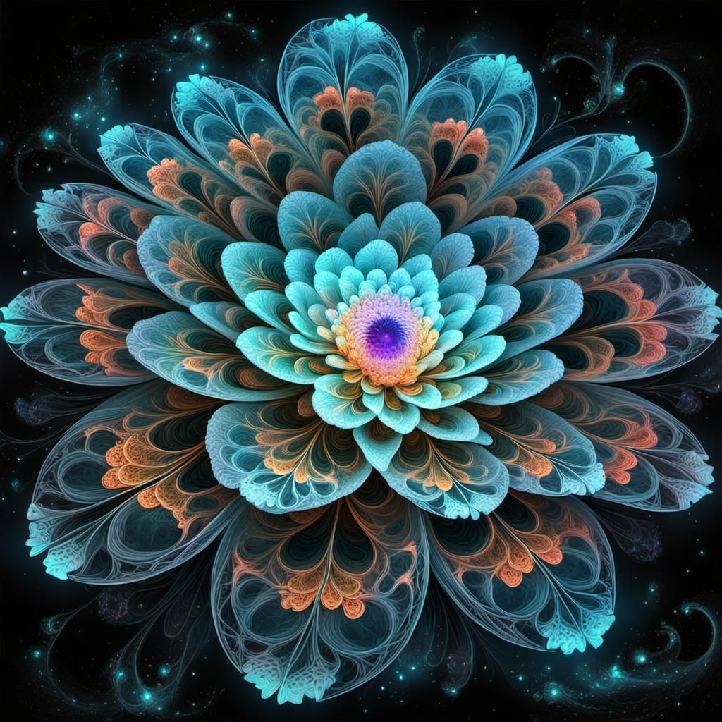 Luminous Fractal Flower Nebula in Digital Art Style