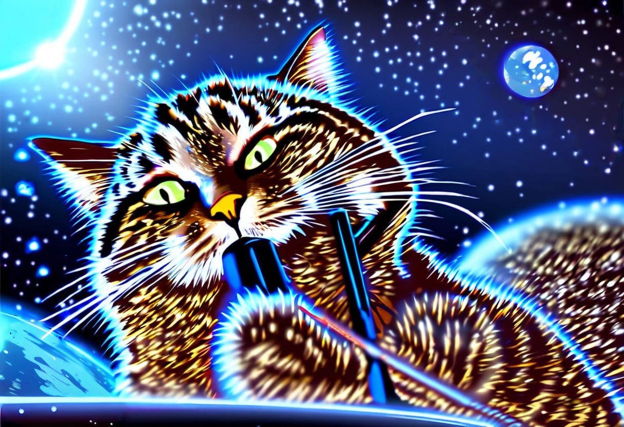 Whimsical Space Cat in Futuristic Vibe