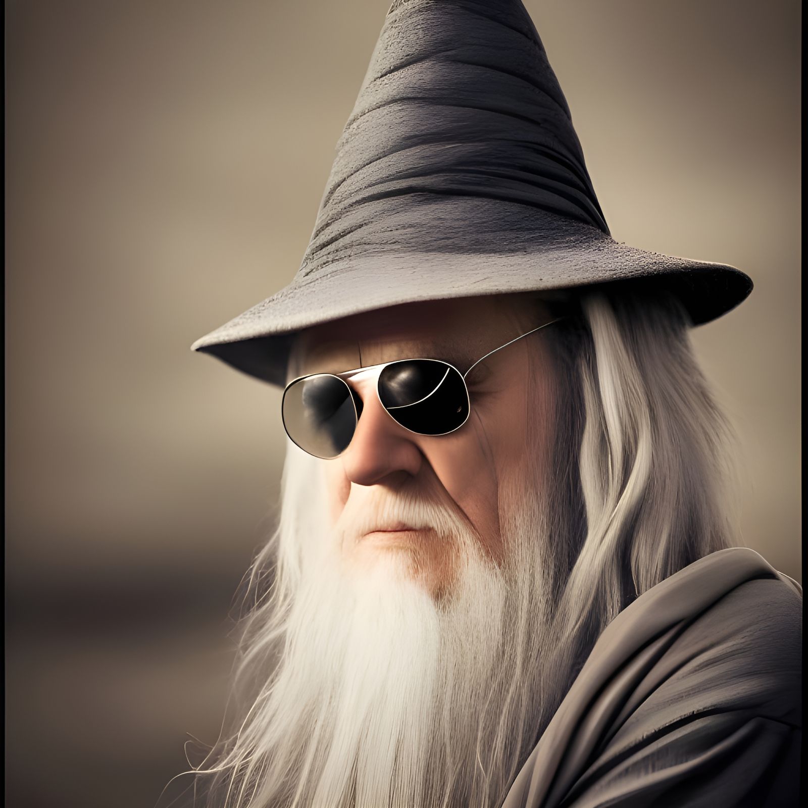 Gandalf with Shades in Midjourney Style