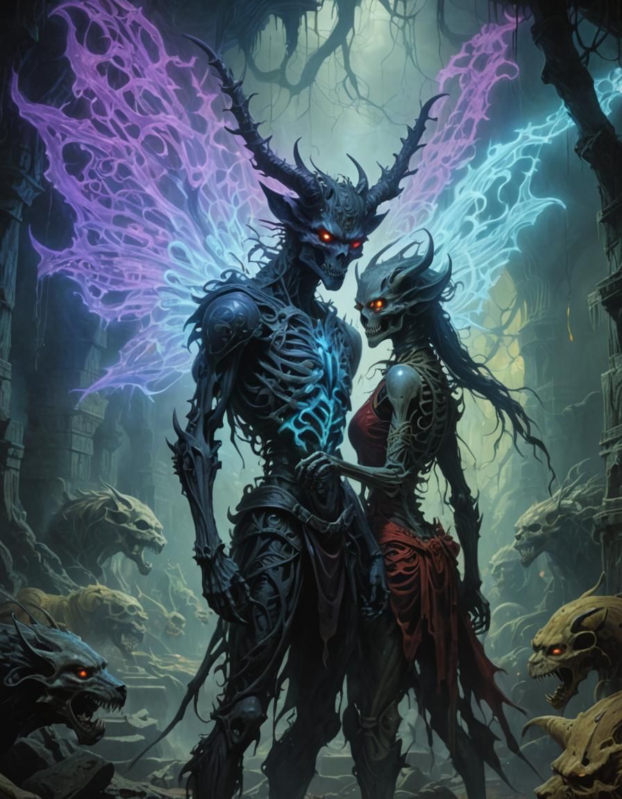 Hellish Demon Wolves in Dark Fantasy Art