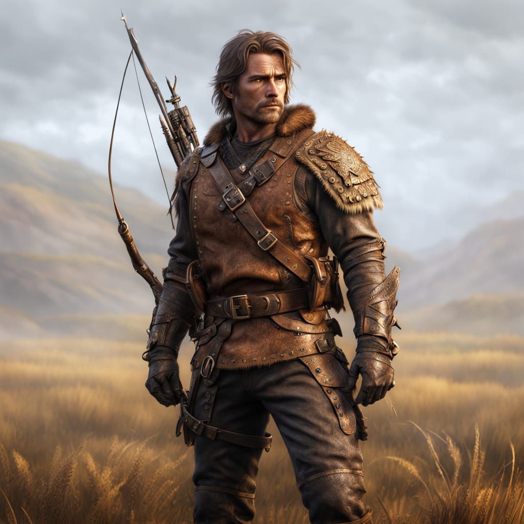Plains Hunter in Hyperrealistic Fantasy Style