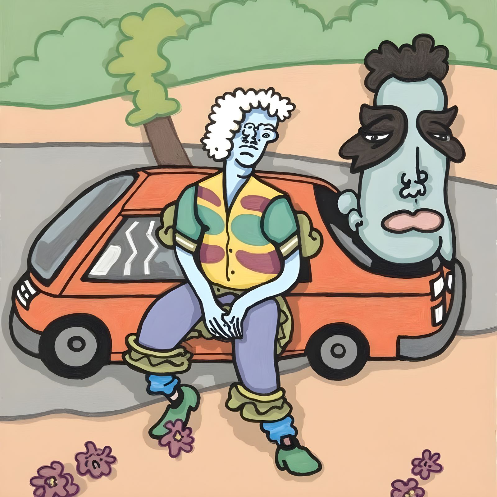 Minor Car Accident in Chicago Imagists Style