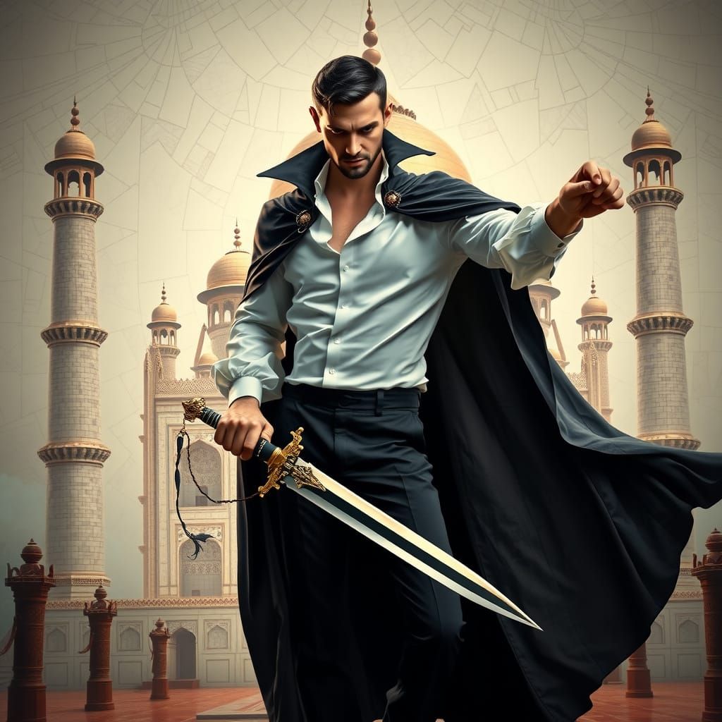 Majestic Vampire in Taj Mahal Mosaic