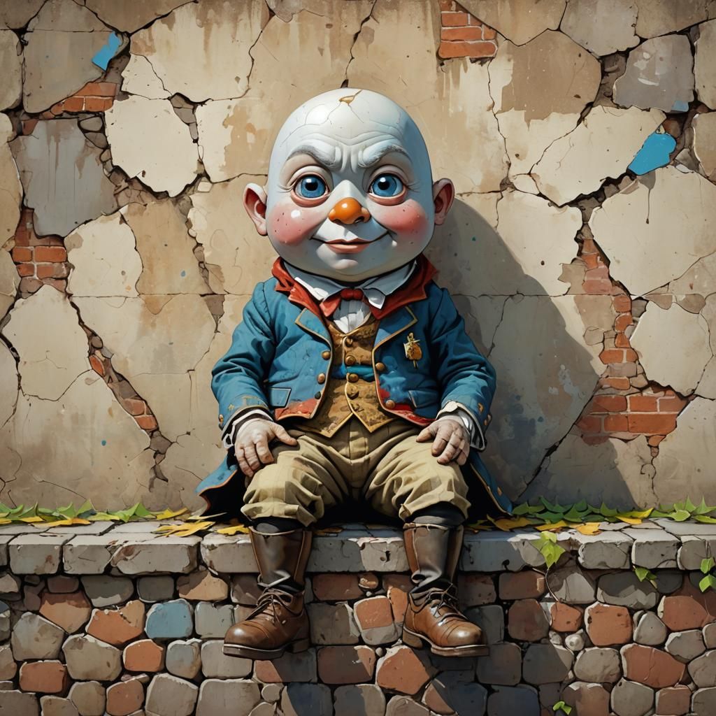 Big-Eyed Humpty Dumpty's Great Fall: Digital Art