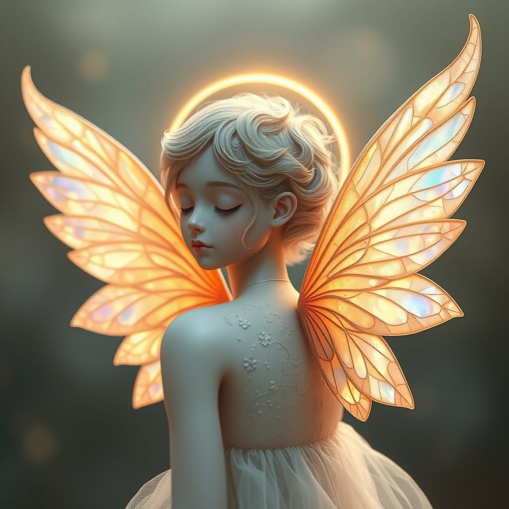 Whimsical Angelic Fairy in Dreamy, Symbolic Style