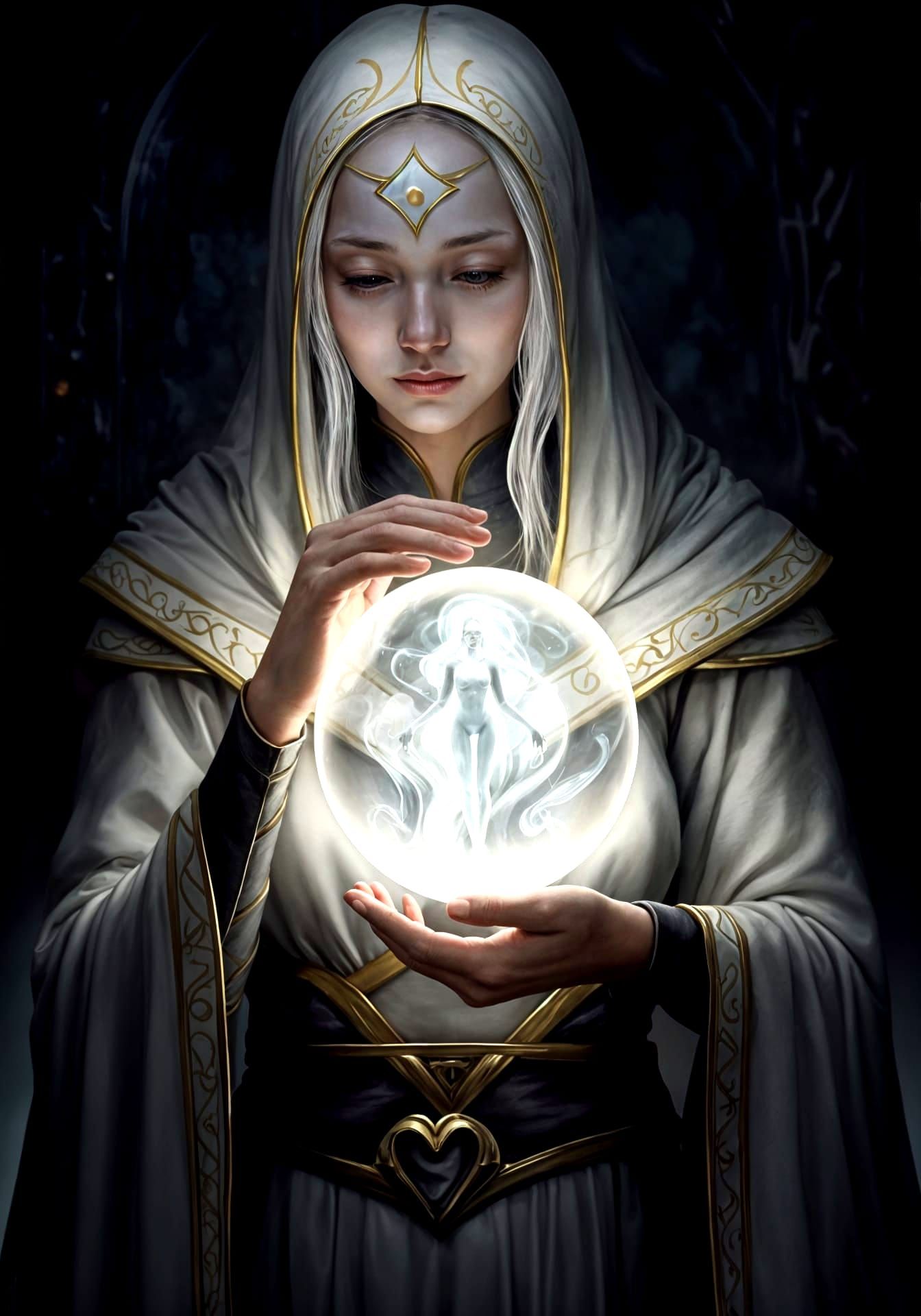 Cleric of Containment: Serene Protector with Mystical Orb