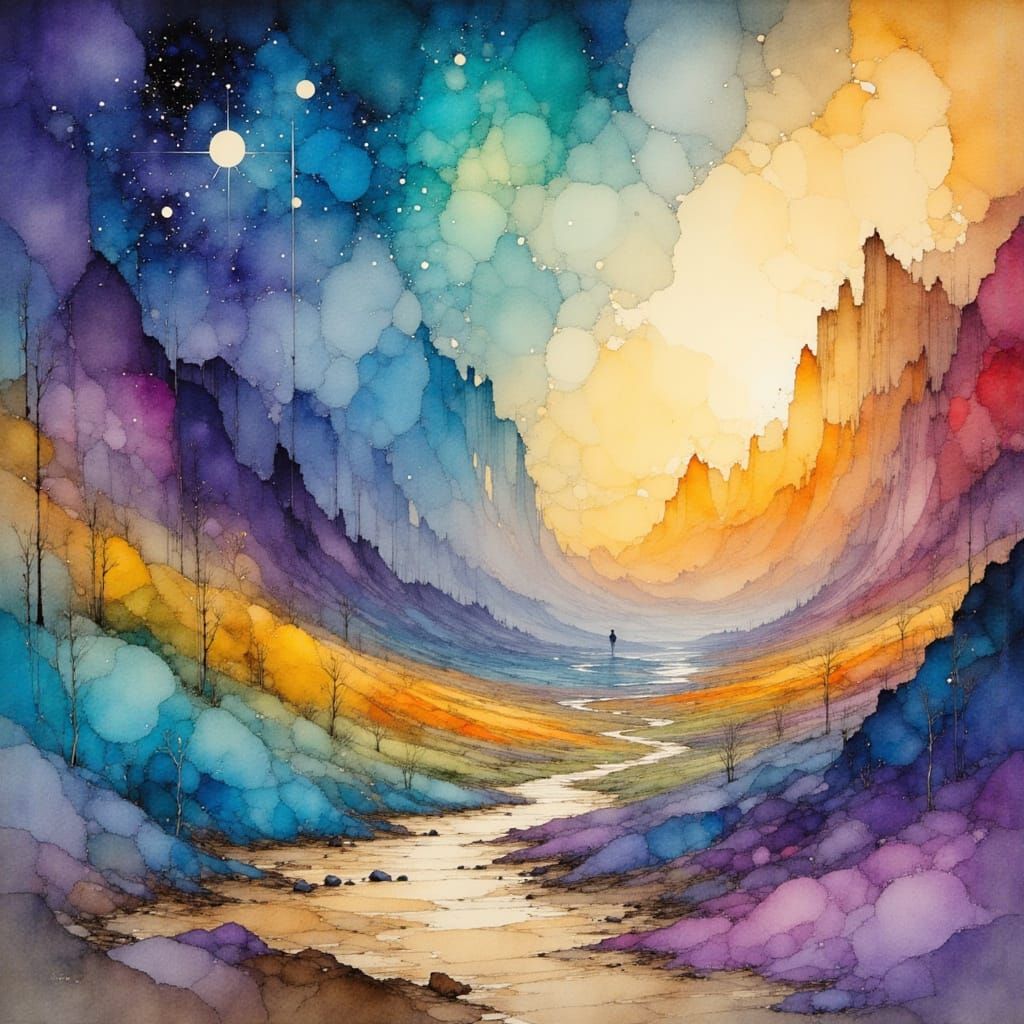 Watercolor Universe in Painterly Abstraction