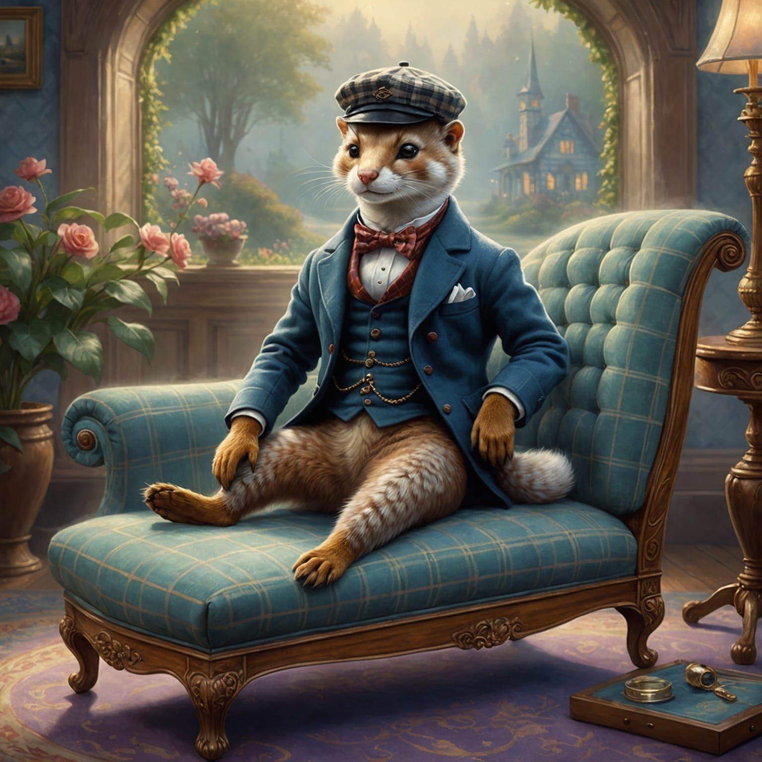 Stoat Lounging in Ethereal Fantasy Style