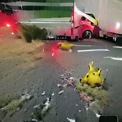 Pikachu Semi-Truck Collision: An AI Generated Image