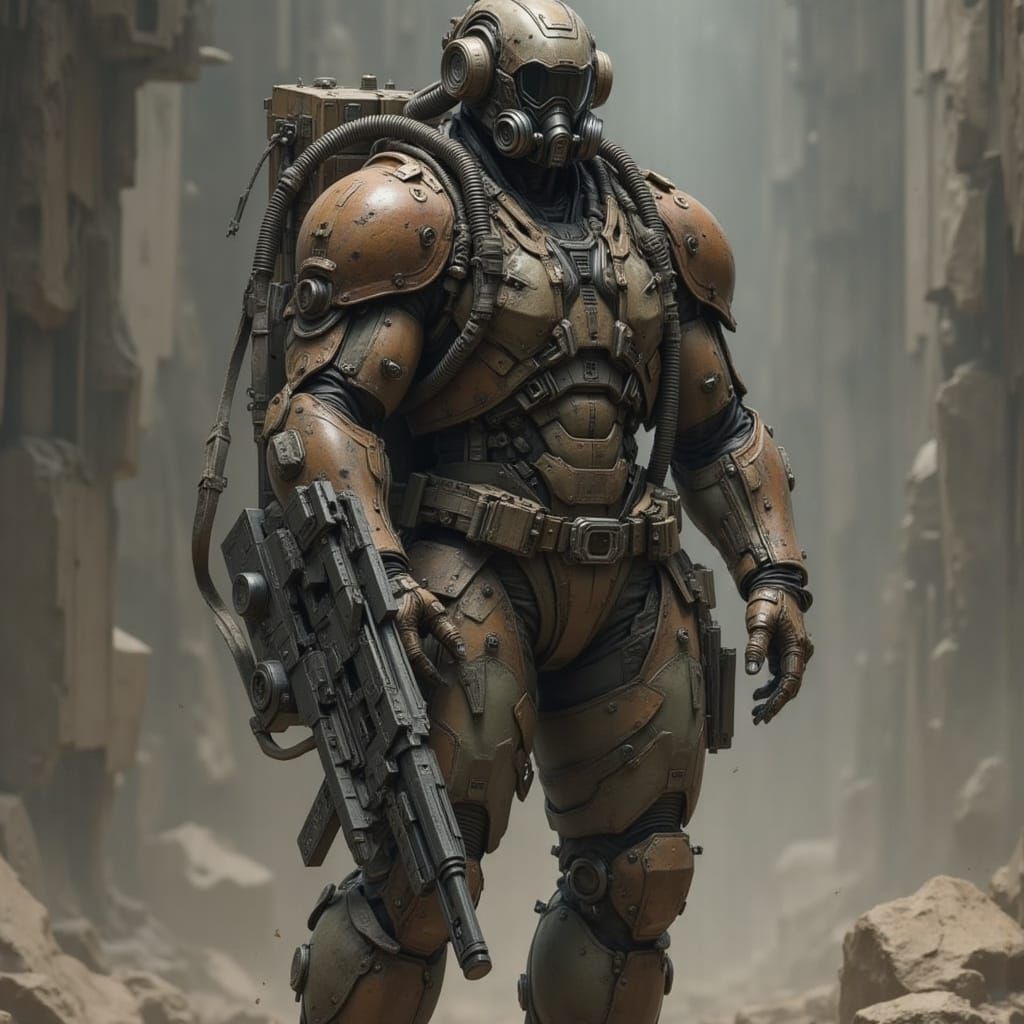 Apocalyptic Cyborg Warrior in Gritty Detail