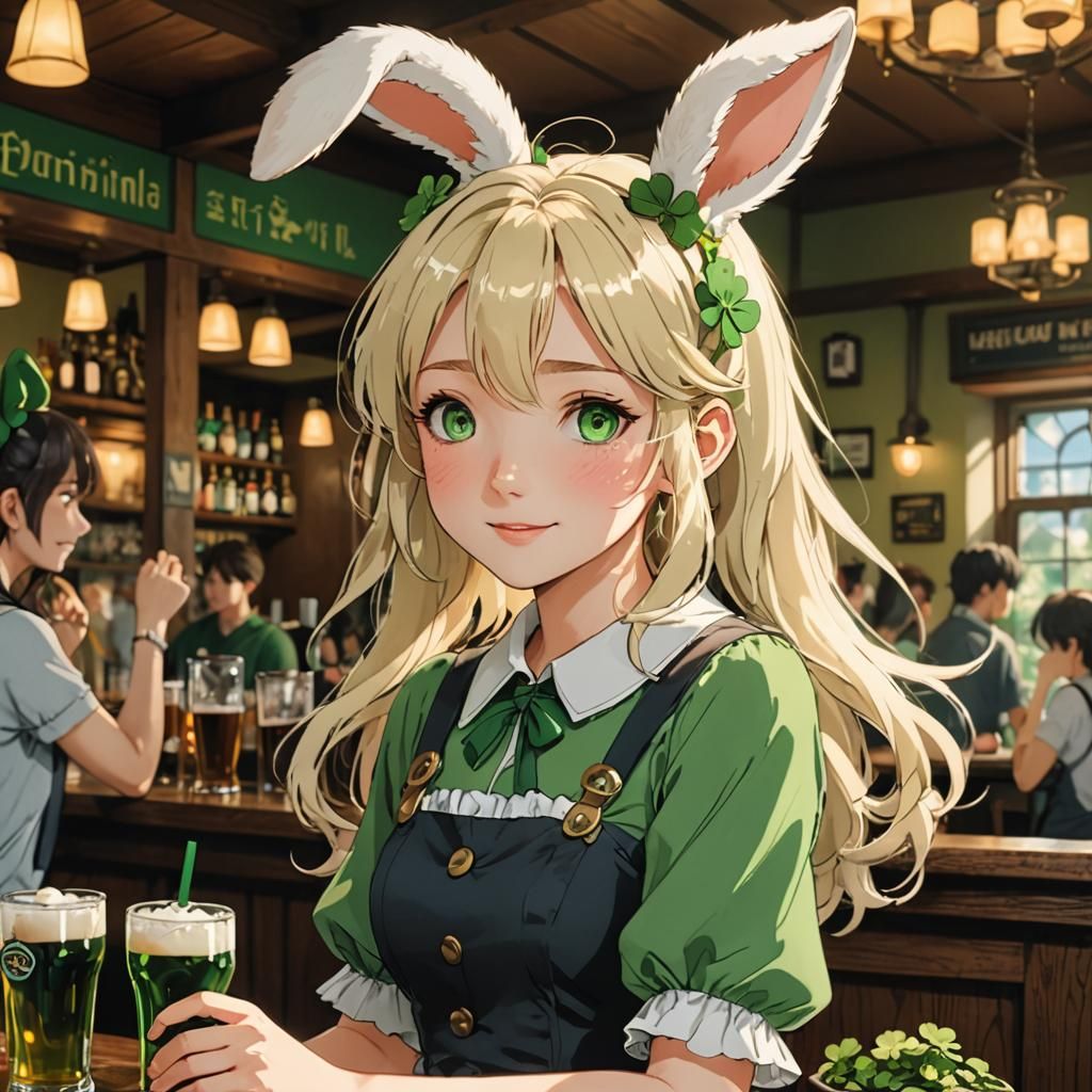 St. Patrick's Day Anime Girl in Green