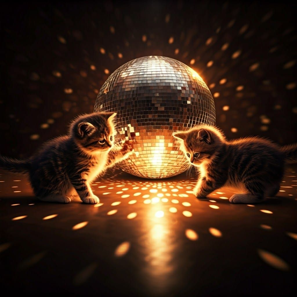 Kittens Play with Light: A Hyperrealistic Scene