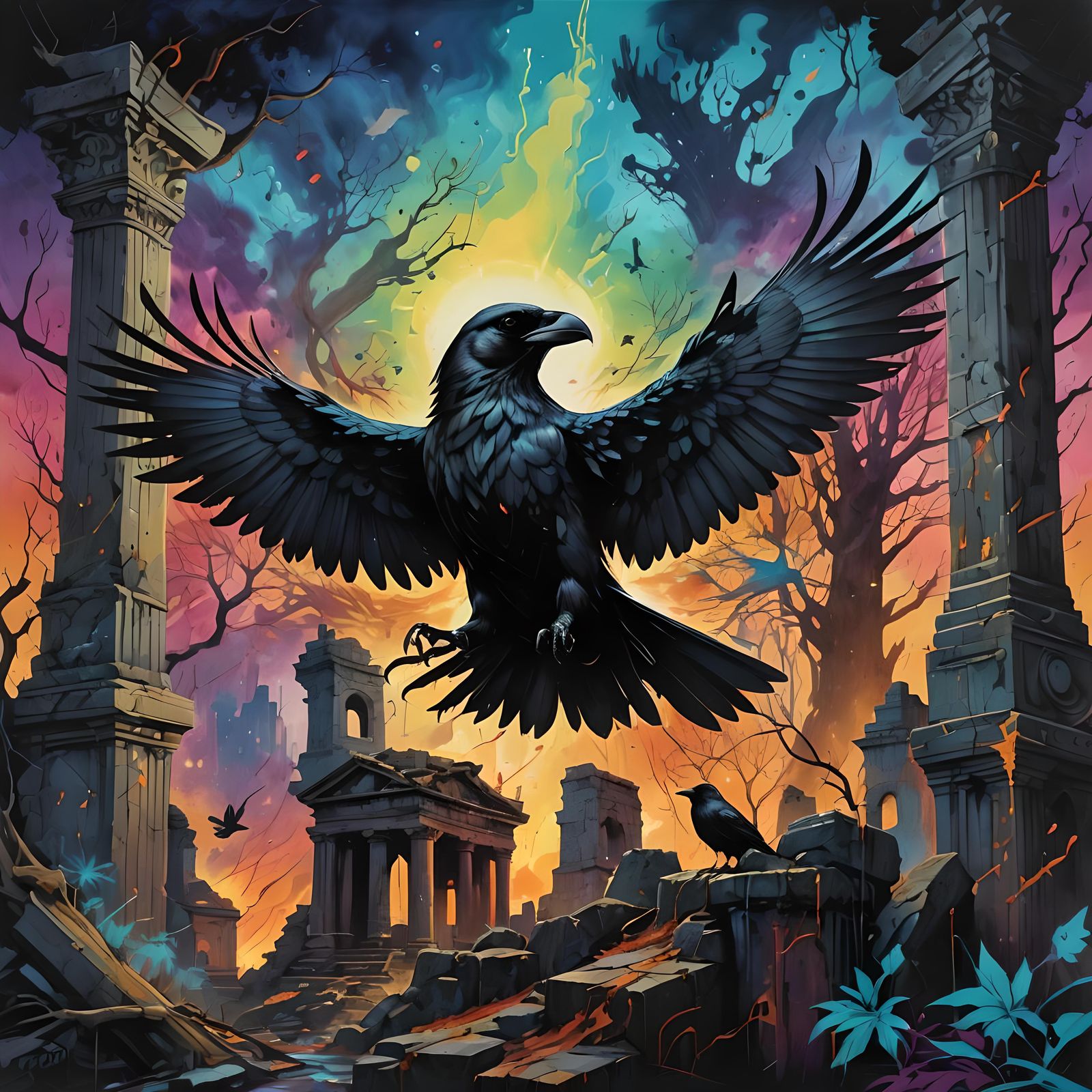 Mythical gardian, the Crow of ancient spirits