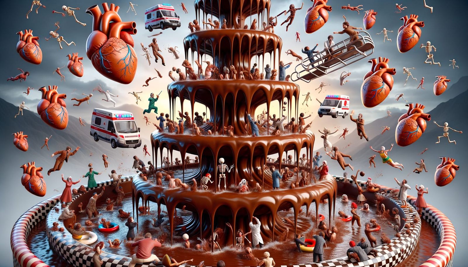 Gothic Chocolate Fountain with Swimming Skeletons