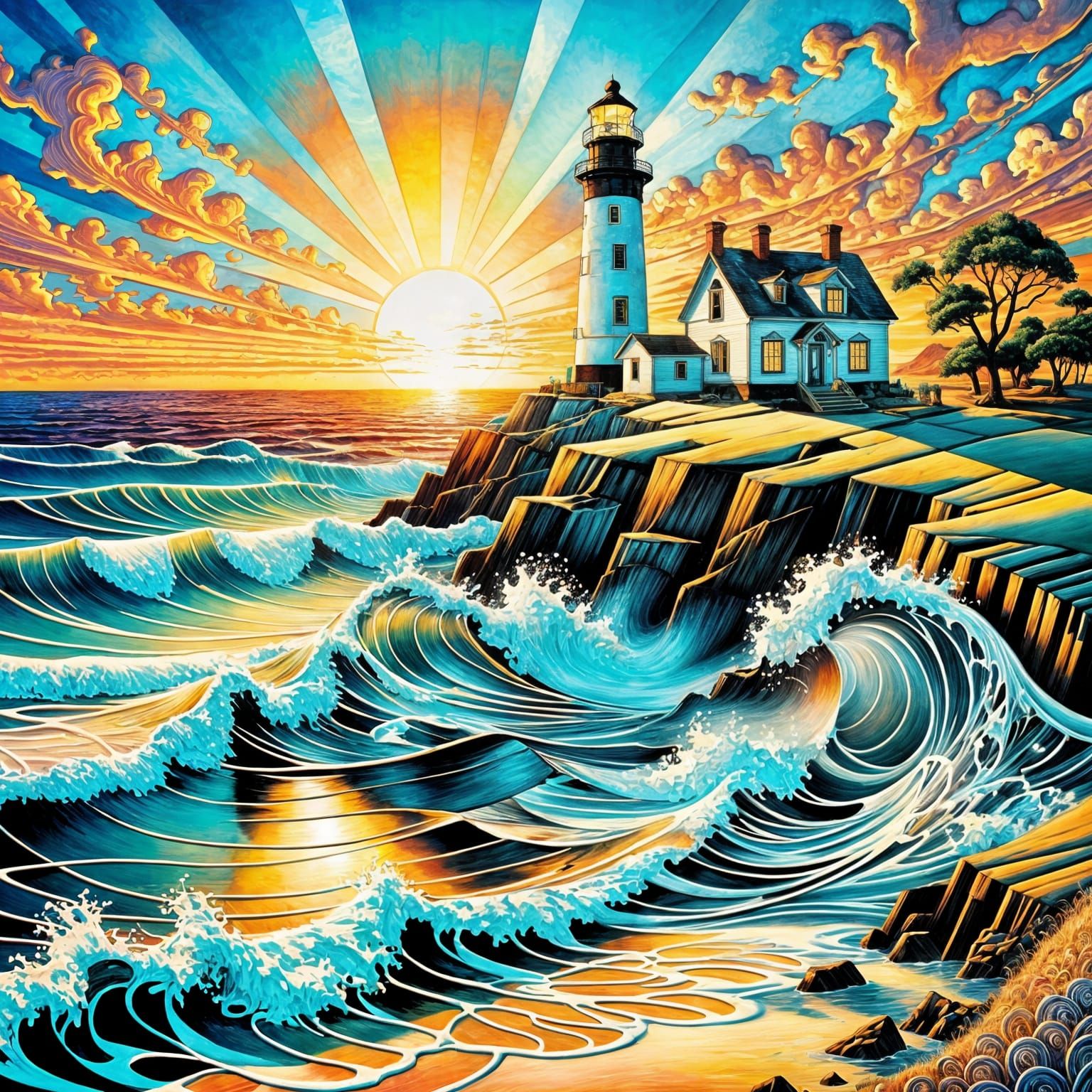 Lighthouse on sunrise