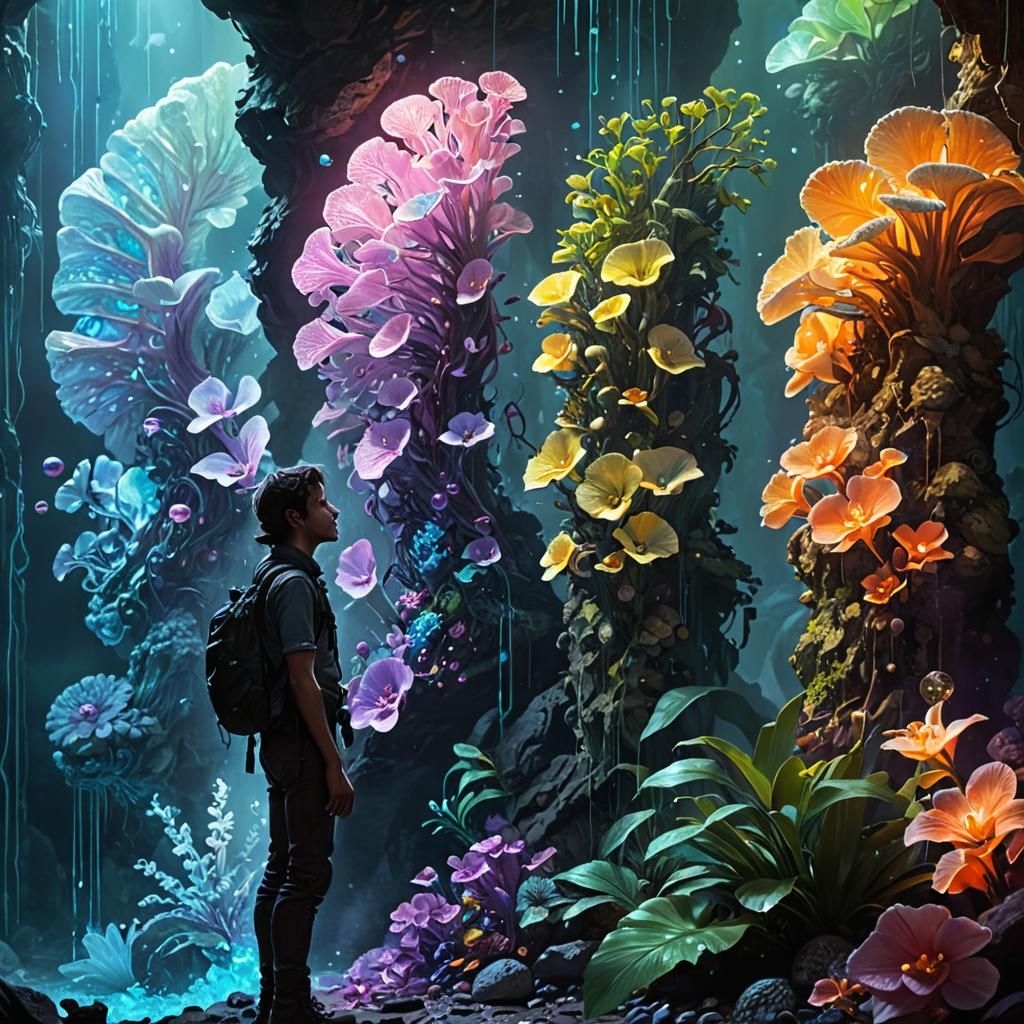 Adventurer in Crystal Cavern Concept Art