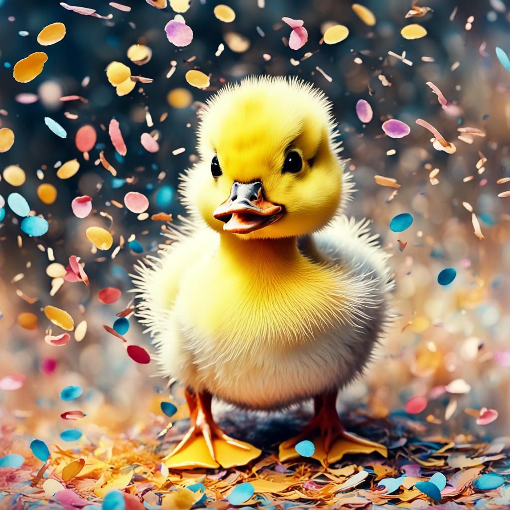 Confetti Duckling in Watercolor Ink Style