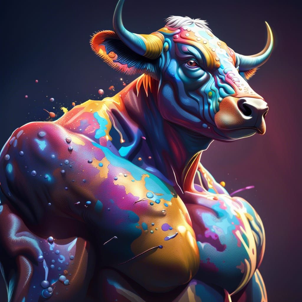 Hyperrealistic Cow-Human Hybrid Concept Art