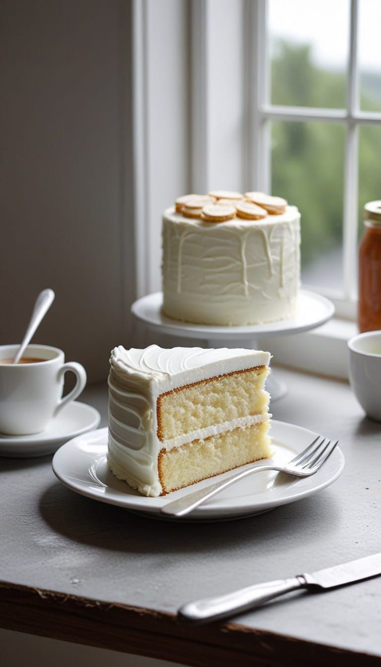 Delicious White Dessert in a Casual Setting