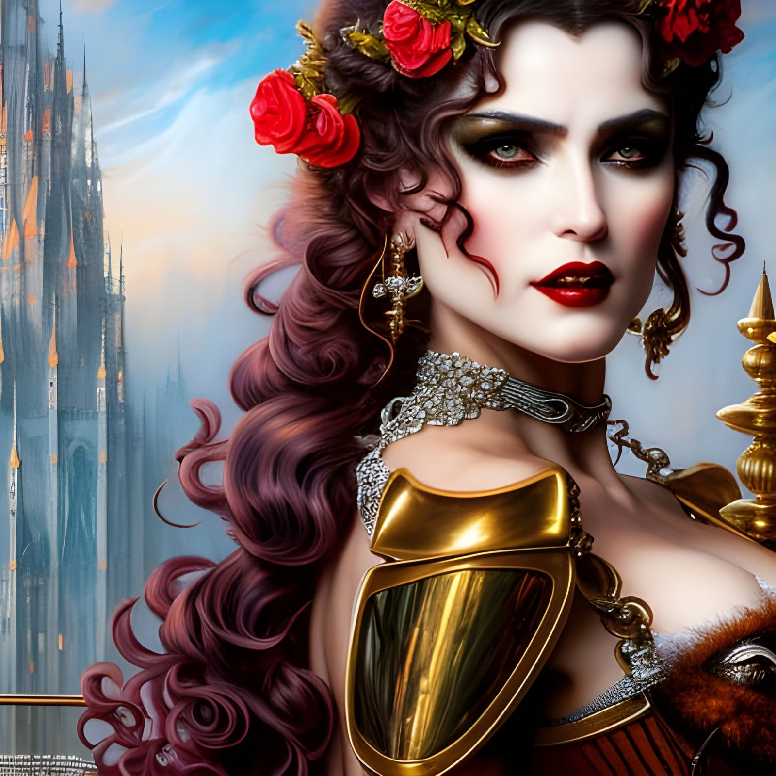 Gorgeous Vampire in Cafe, Rococo Style