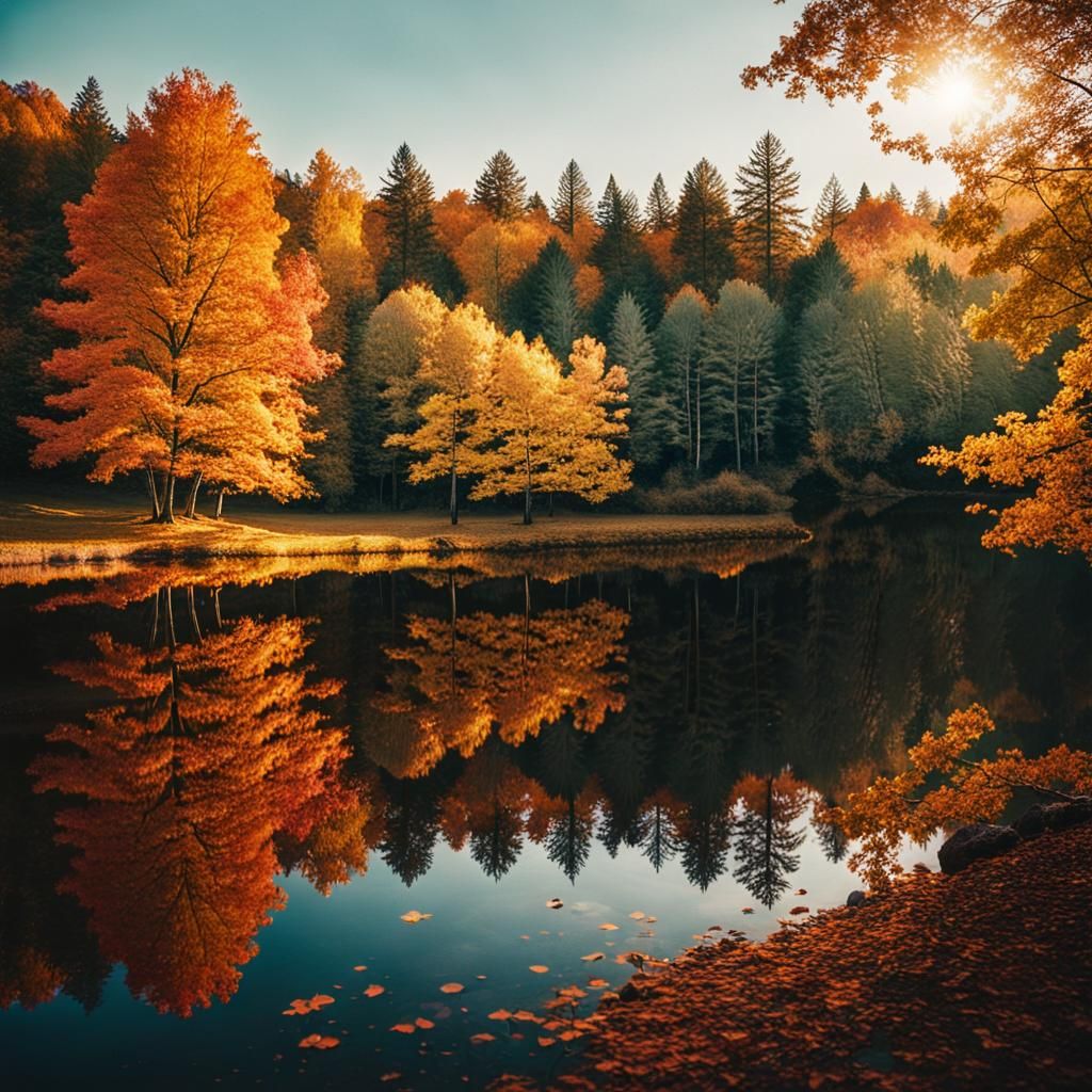 Majestic Autumn Lake View in Cinematic Style