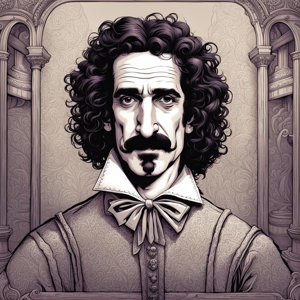 Frank Zappa Reimagined as Shakespeare in Comic Book Art