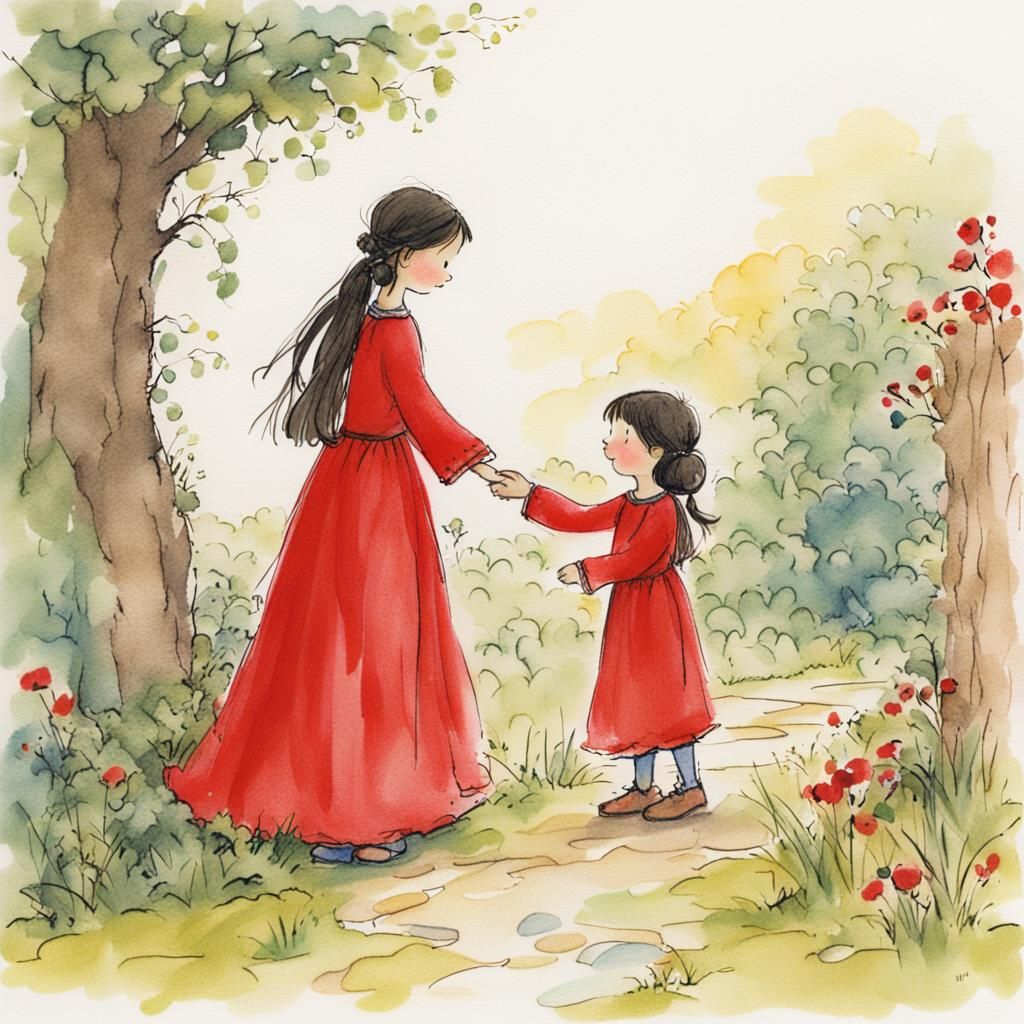 Medieval Princess in Crayon Style