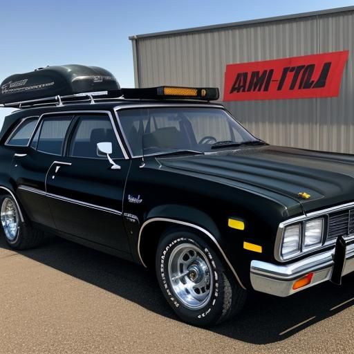 Custom Ford Pinto Wagon with Army Tracks as Comic Art