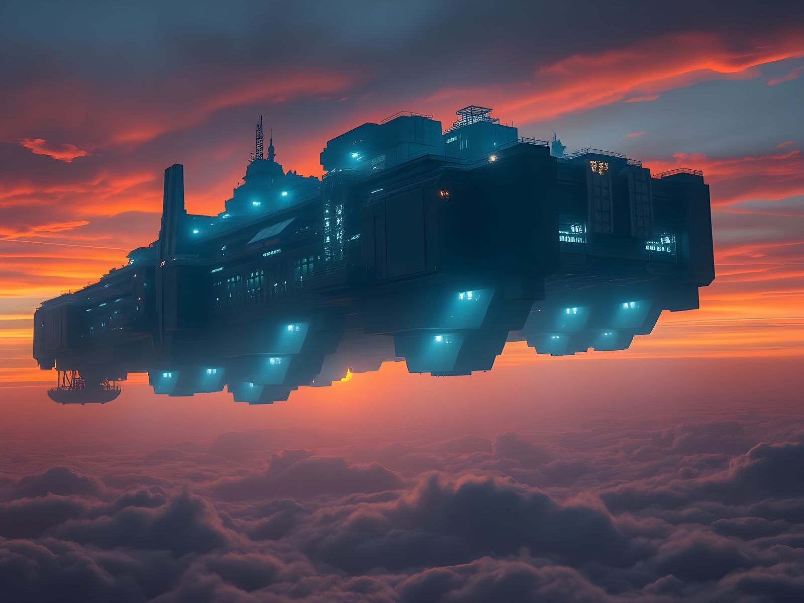 Airborne Brutalist Metropolis Dominates the Sky