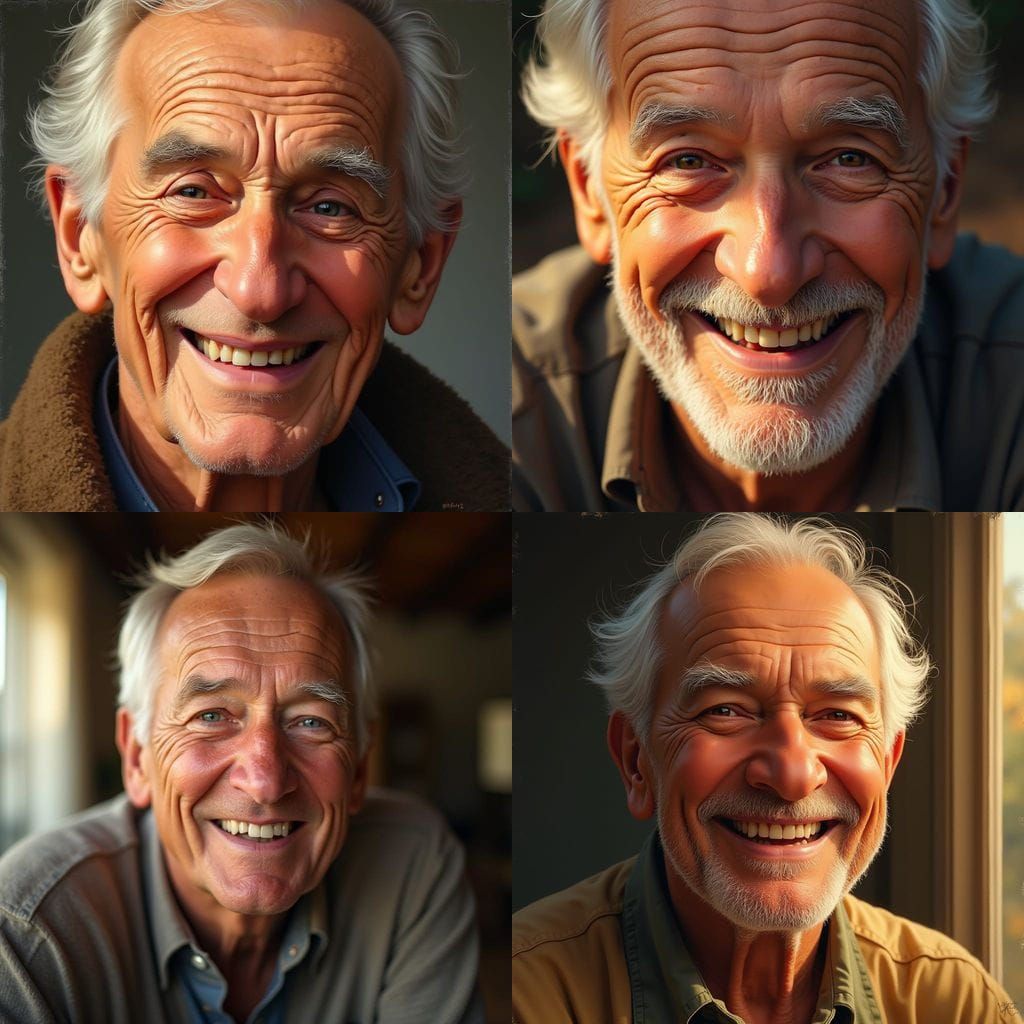 Smiling Handsome Grandfather's Happy Face