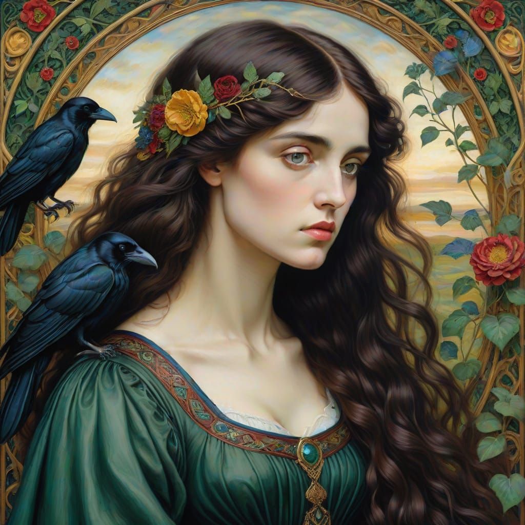 Melancholic Woman: A Pre-Raphaelite Portrait