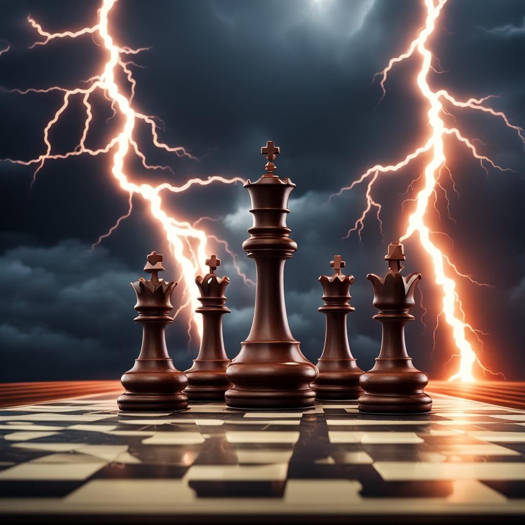 Chess Game Interrupted by a Thunderstorm: Digital Matte Pain...