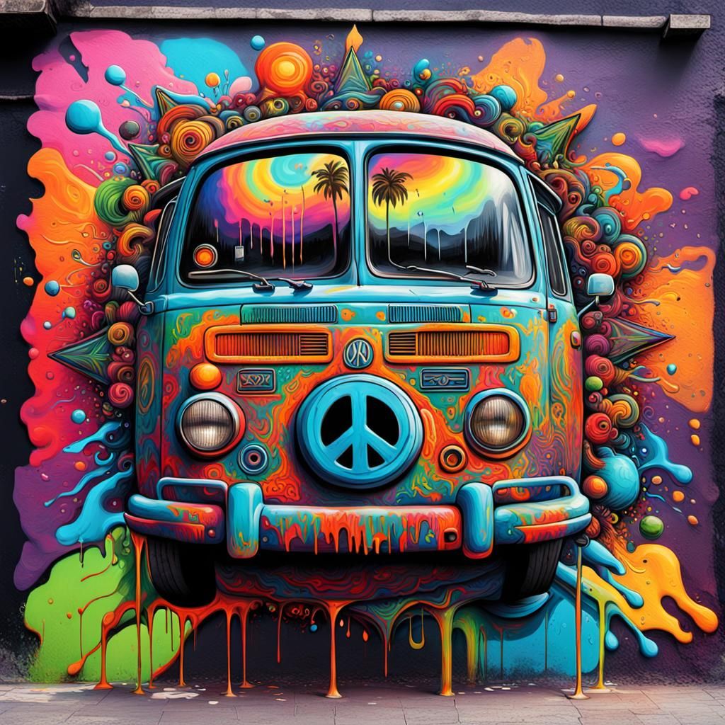 Groovy 60's. The hippie sign of (pacifism), psychedelic.