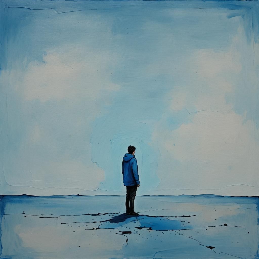 Blue Solitude: A Lonely Painting